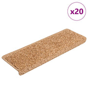 trappemåtter 20 stk. 65x21x4 cm beige rektangulær kant