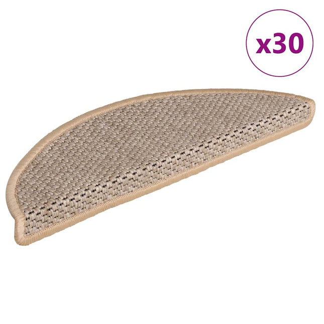 selvklæbende trappemåtter 30stk. 56x17x3cm sisal-look lys beige