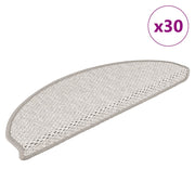 selvklæbende trappemåtter 30 stk. 65x21x4 cm sisal-look platina