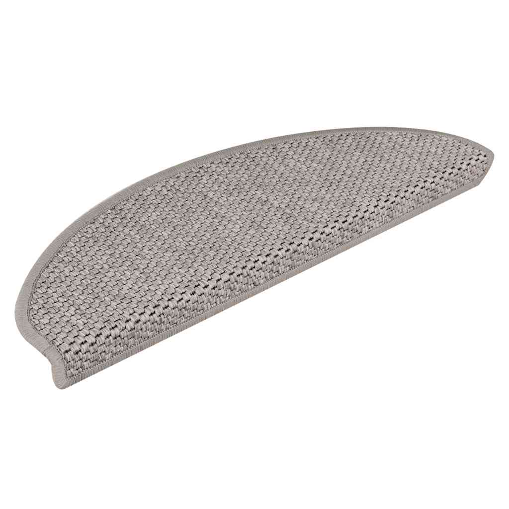 selvklæbende trappemåtter 30 stk. 65x21x4 cm sisal-look sølv