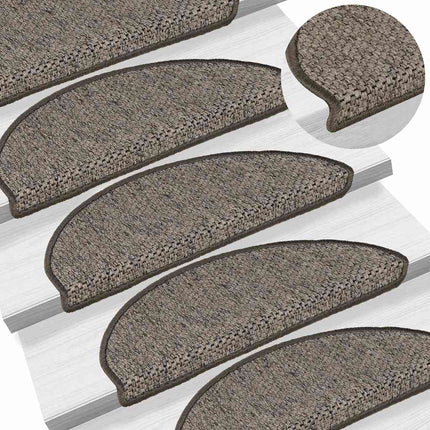 selvklæbende trappemåtter 30stk. 65x21x4cm sisal-look grå-beige