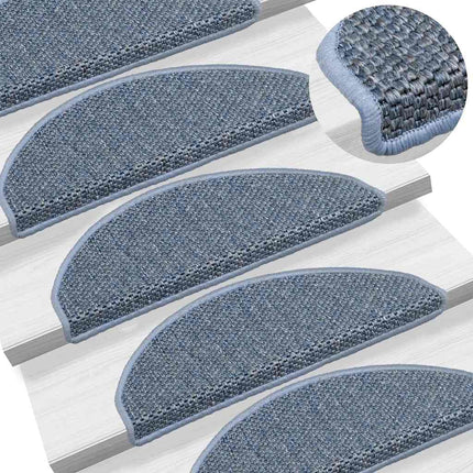 selvklæbende trappemåtter 30 stk. 65x21x4 cm sisal-look blå