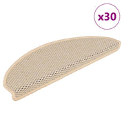 selvklæbende trappemåtter 30 stk. 65x21x4 cm sisal-look creme