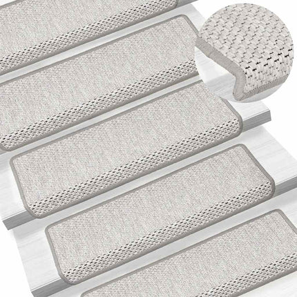 selvklæbende trappemåtter 30 stk. 65x21x4 cm sisal-look platina