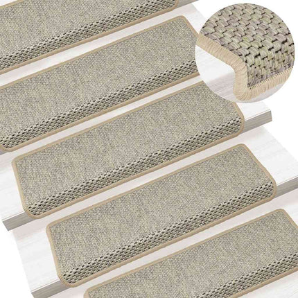 selvklæbende trappemåtter 30 stk. 65x21x4 cm sisal-look lysegrøn