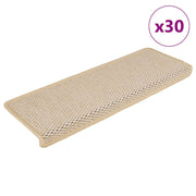 selvklæbende trappemåtter 30 stk. 65x21x4 cm sisal-look Berber