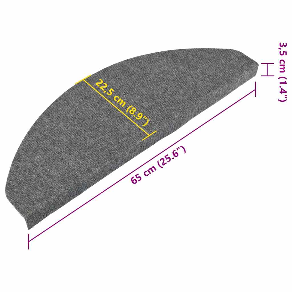 selvklæbende trappemåtter 30 stk. 65x22,5x3,5 cm grå