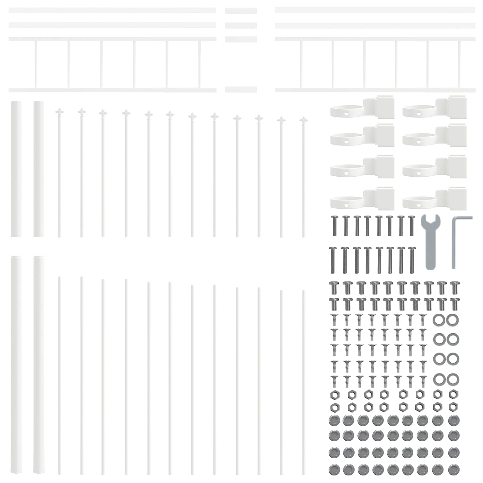 Havehegn 6 pcs Hvid 170 x 225 cm Pulverlakeret stål