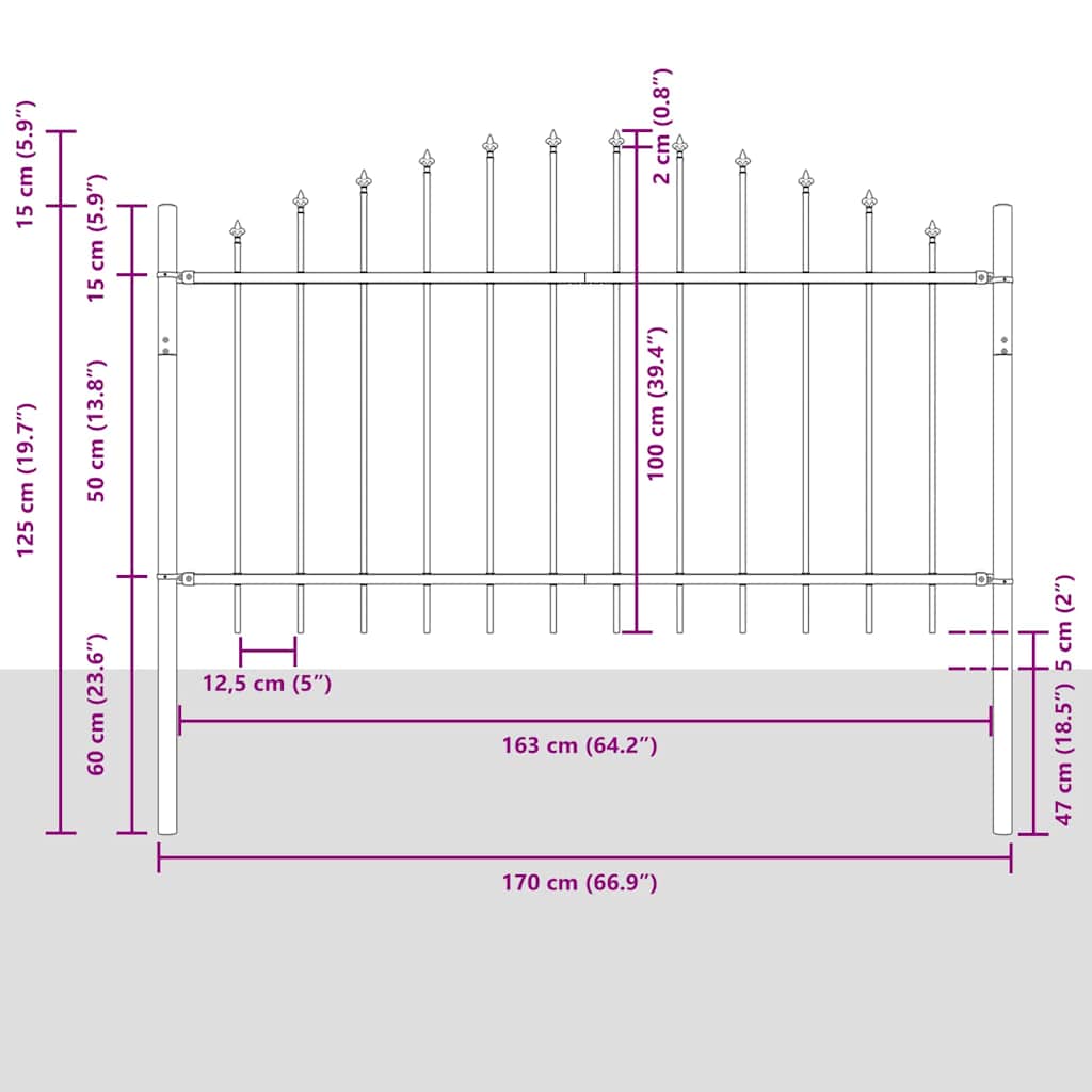 Havehegn 7 pcs Hvid 170 x 140 cm Pulverlakeret stål