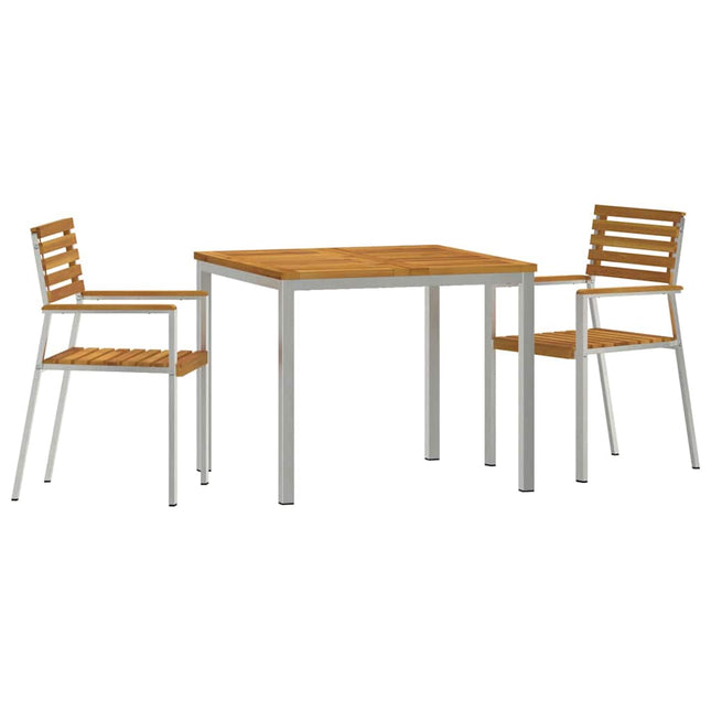 Have Spisebordssæt 3 pcs Massiv akacietræ og rustfrit stål