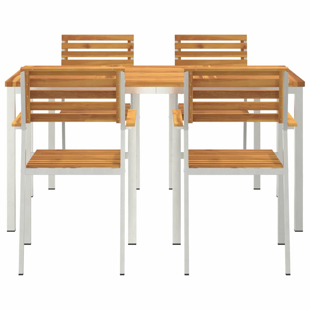 Have Spisebordssæt 5 pcs Massiv akacietræ og rustfrit stål