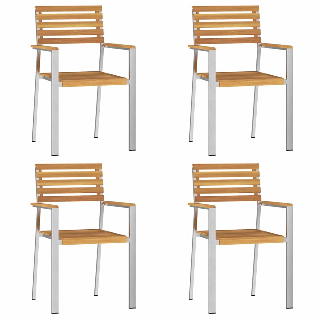 Have Spisebordssæt 5 pcs Massiv akacietræ og rustfrit stål
