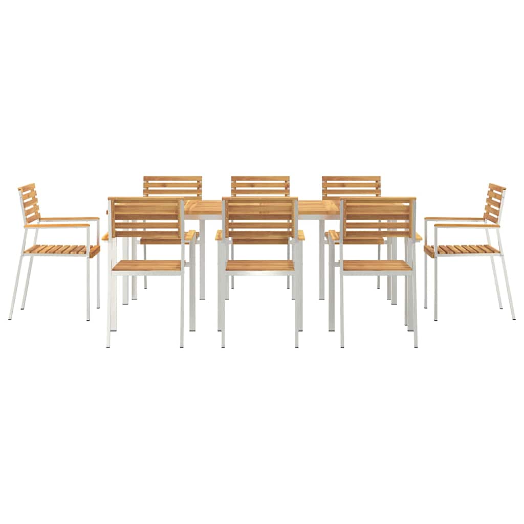 Have Spisebordssæt 9 pcs Massiv akacietræ og rustfrit stål