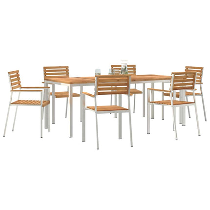 Have Spisebordssæt 7 pcs Massiv teaktræ og rustfrit stål