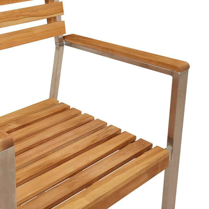 Have Spisebordssæt 9 pcs Massiv teaktræ og rustfrit stål
