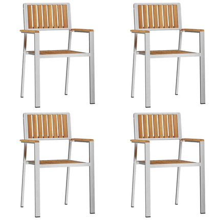 Udendørs spise sæt 5 pcs Massiv teaktræ og rustfrit stål