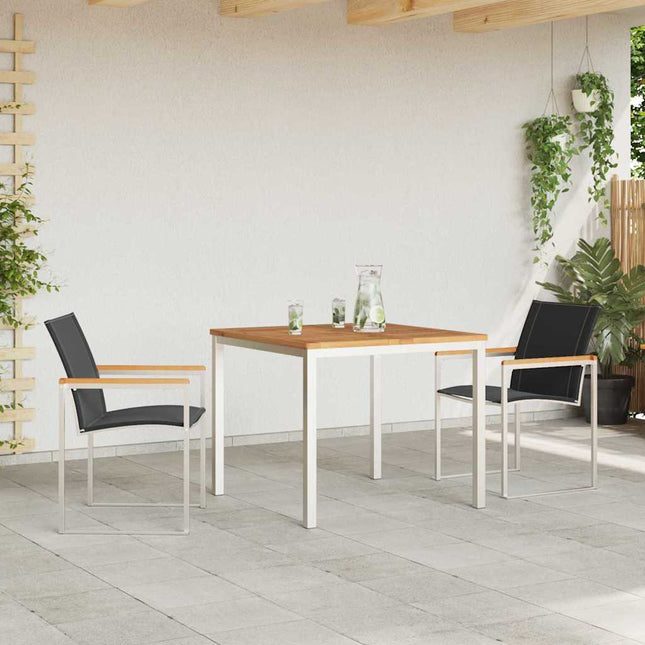 Have Spisebordssæt 3 pcs Massiv akacietræ og rustfrit stål