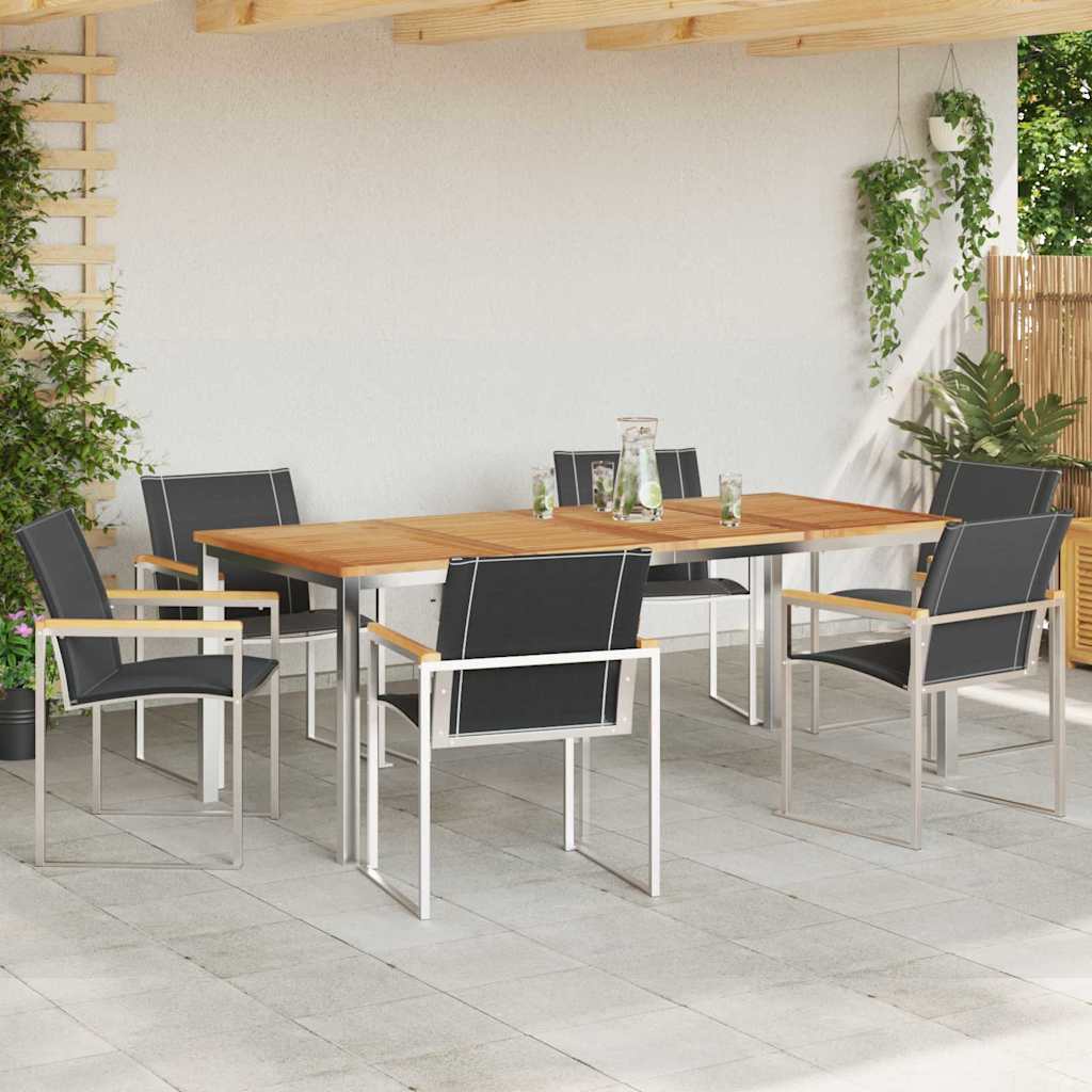 Have Spisebordssæt 7 pcs Massiv akacietræ og rustfrit stål