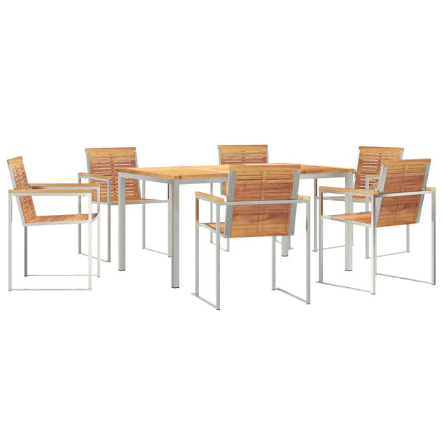 Have Spisebordssæt 7 pcs Massiv teaktræ og rustfrit stål