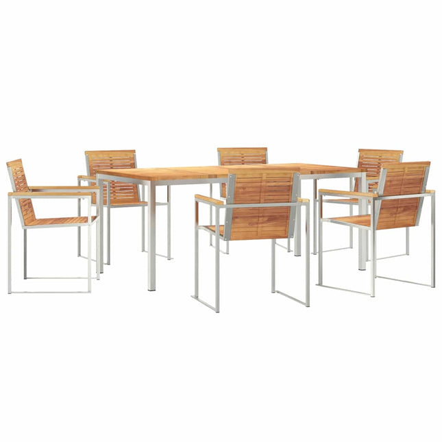 Have Spisebordssæt 7 pcs Massiv teaktræ og rustfrit stål