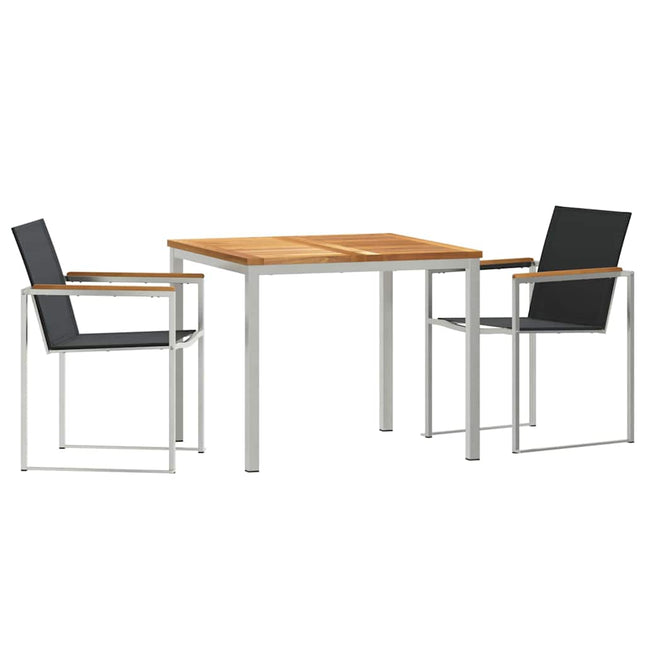 Have Spisebordssæt 3 pcs Massiv teaktræ og rustfrit stål