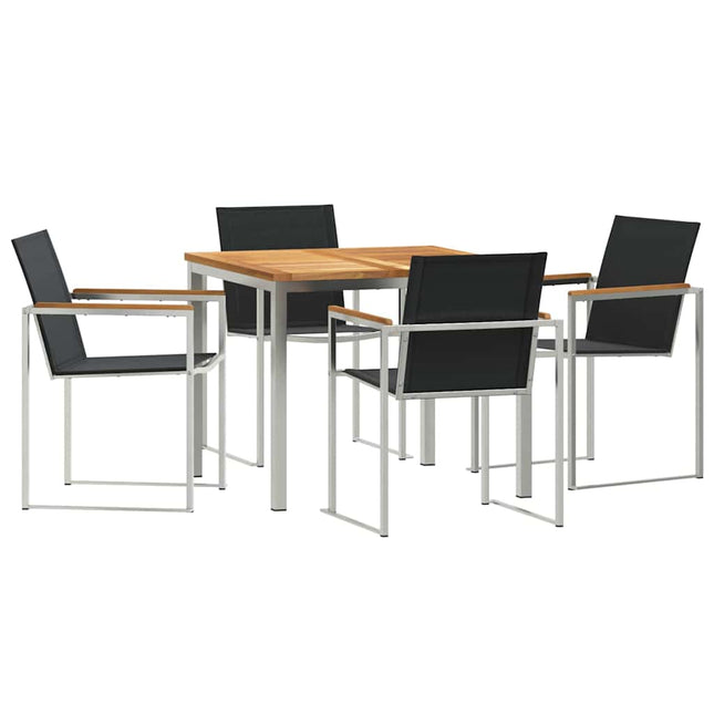 Have Spisebordssæt 5 pcs Massiv teaktræ og rustfrit stål