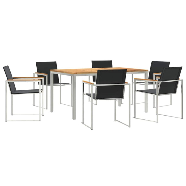 Have Spisebordssæt 7 pcs Massiv teaktræ og rustfrit stål