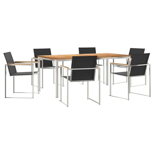 Have Spisebordssæt 7 pcs Massiv teaktræ og rustfrit stål
