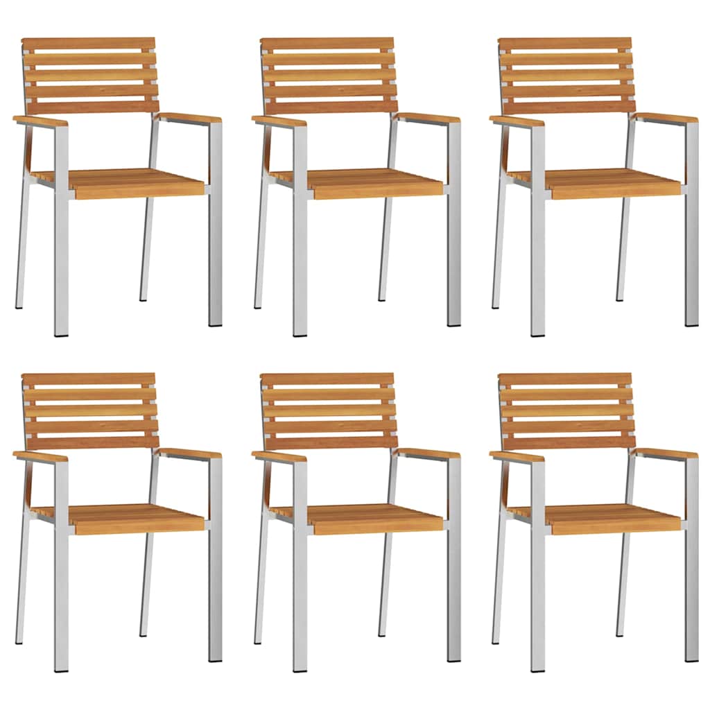 Have Stol 6 pcs Massiv akacietræ og rustfrit stål