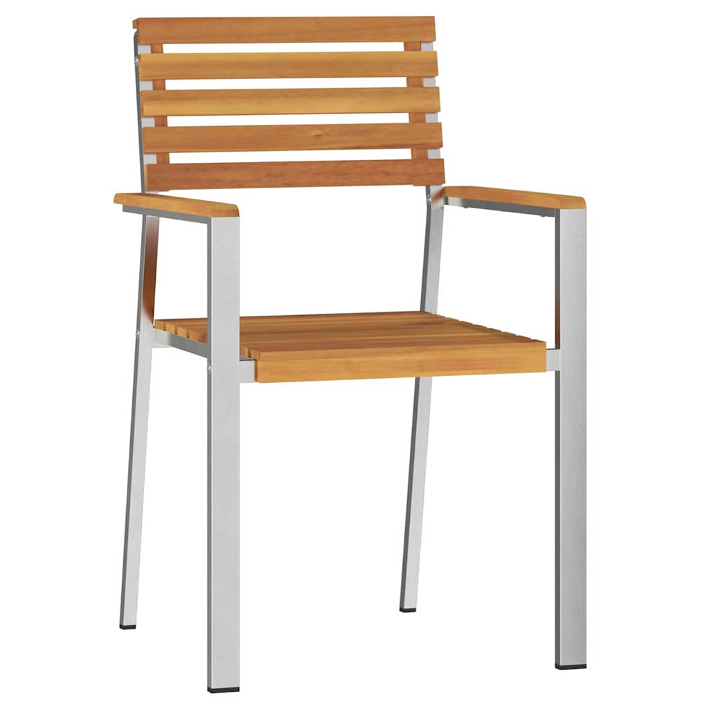 Have Stol 6 pcs Massiv akacietræ og rustfrit stål