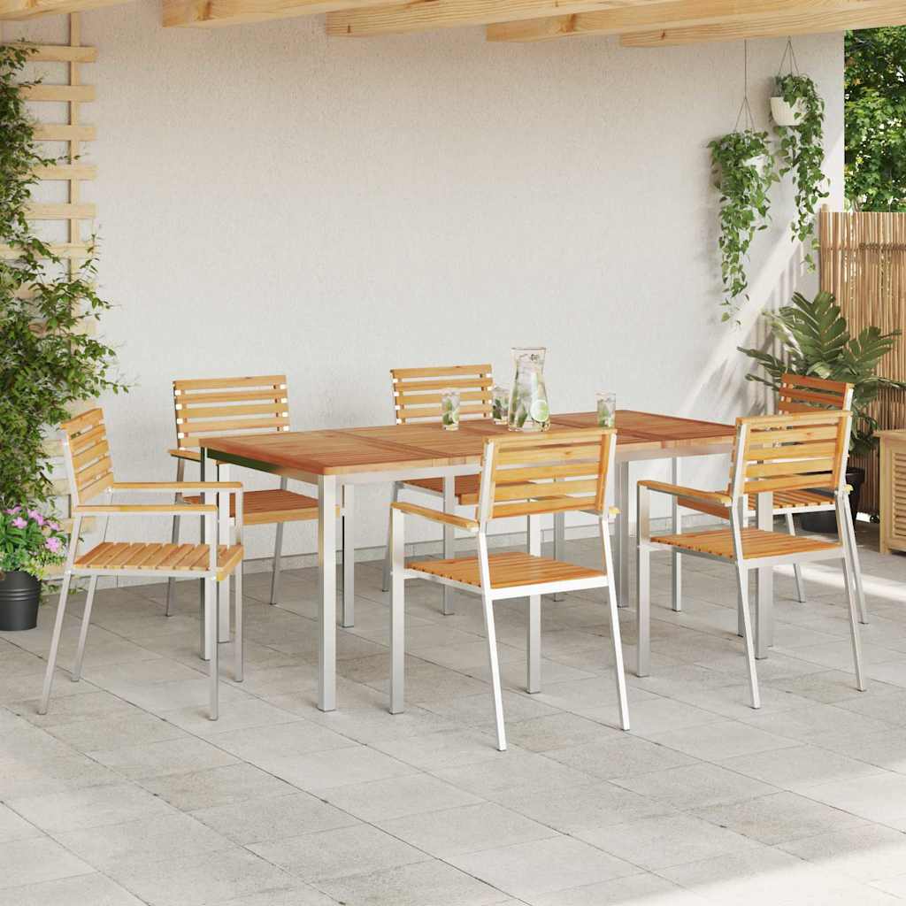 Have Stol 6 pcs Massiv teaktræ og rustfrit stål