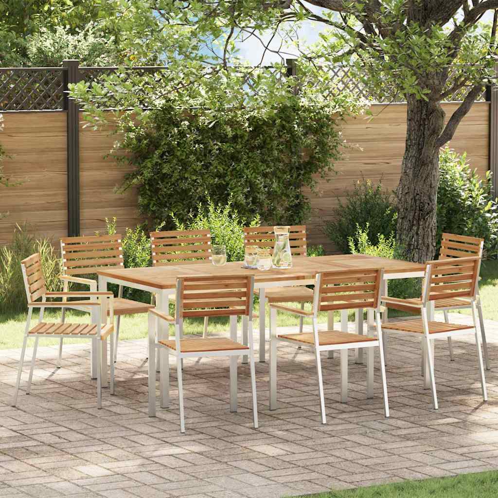 Have Stol 8 pcs Massiv teaktræ og rustfrit stål