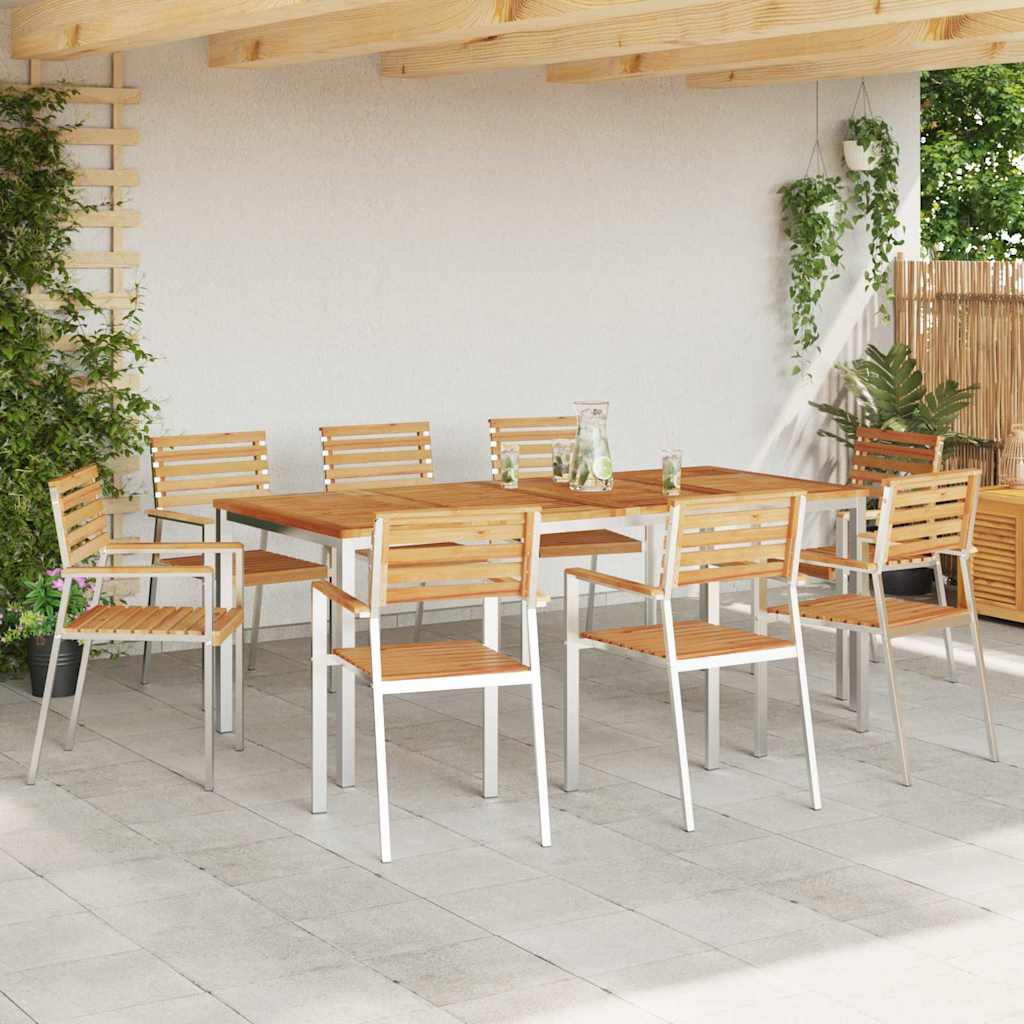 Have Stol 8 pcs Massiv teaktræ og rustfrit stål