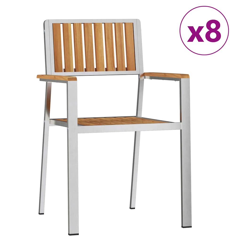 Have Stol 8 pcs Massiv teaktræ og rustfrit stål