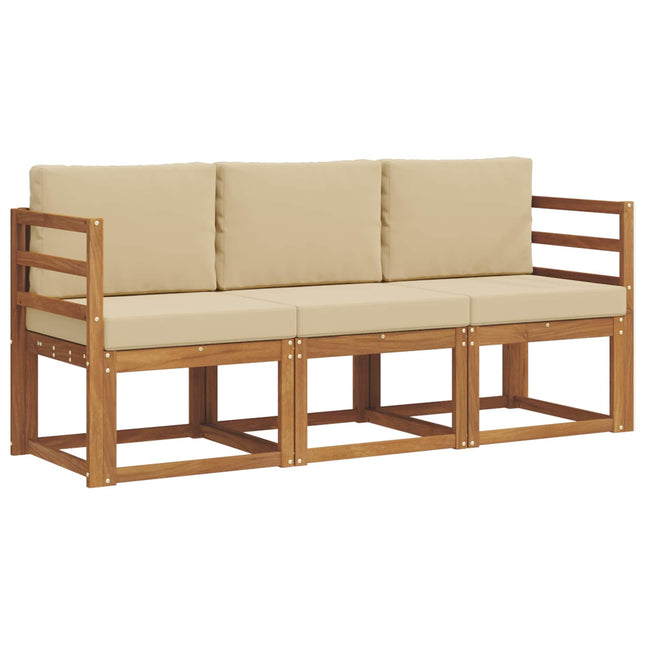Udendørs sofagruppe med pude 3 pcs Naturlig og Beige