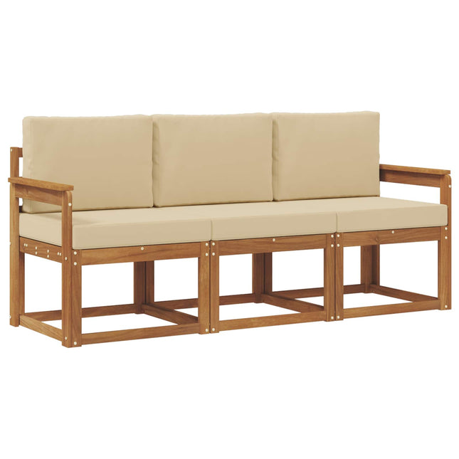 Udendørs sofagruppe med pude 3 pcs Naturlig og Beige