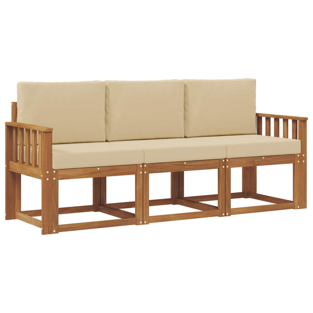 Udendørs sofagruppe med pude 3 pcs Naturlig og Beige