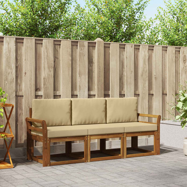 Udendørs sofagruppe med pude 3 pcs Naturlig og Beige