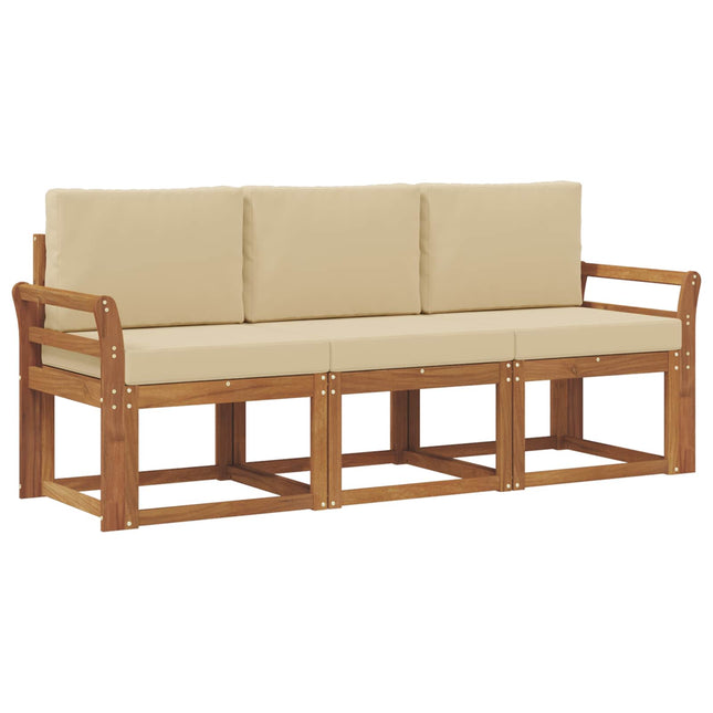 Udendørs sofagruppe med pude 3 pcs Naturlig og Beige