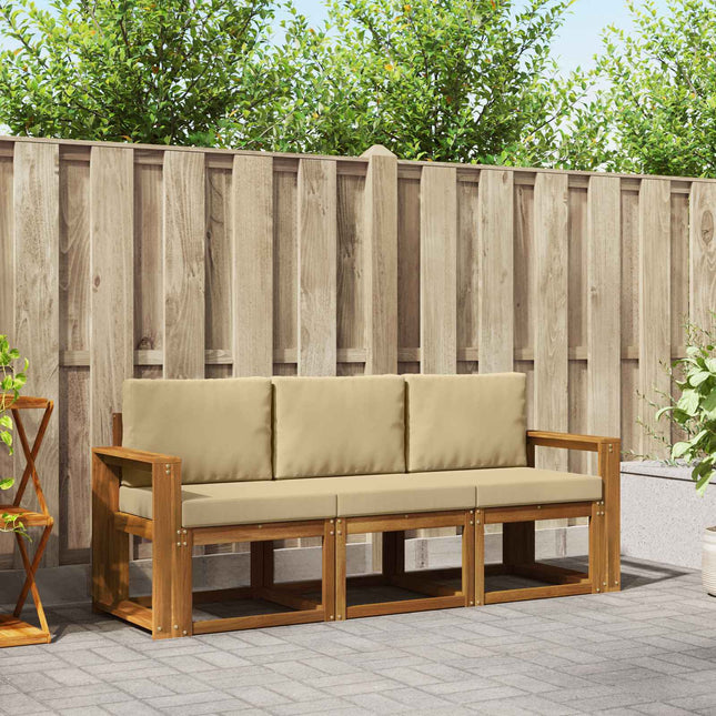 Udendørs sofagruppe med pude 3 pcs Naturlig og Beige