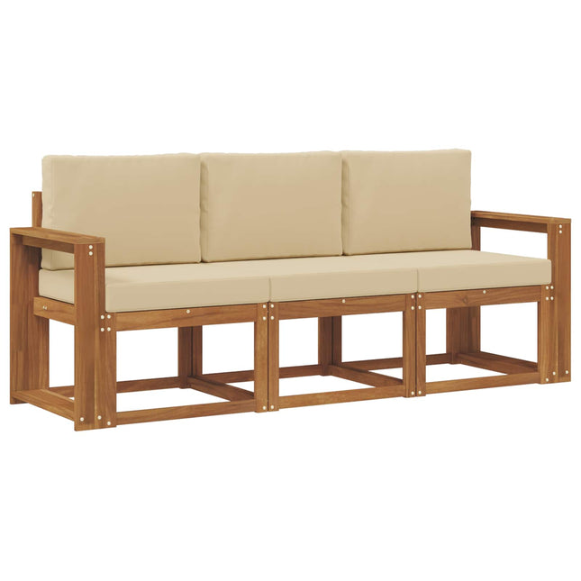 Udendørs sofagruppe med pude 3 pcs Naturlig og Beige