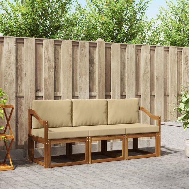 Udendørs sofagruppe med pude 3 pcs Naturlig og Beige