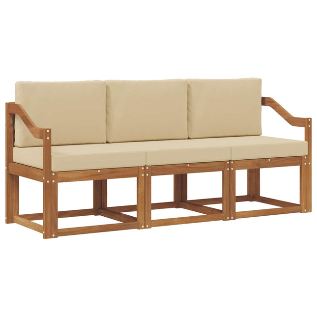 Udendørs sofagruppe med pude 3 pcs Naturlig og Beige