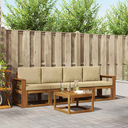 Udendørs sofagruppe med pude 5 pcs Naturlig og Beige