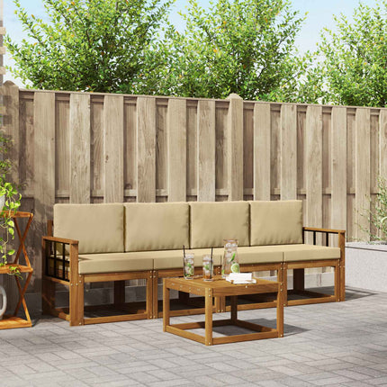 Udendørs sofagruppe med pude 5 pcs Naturlig og Beige