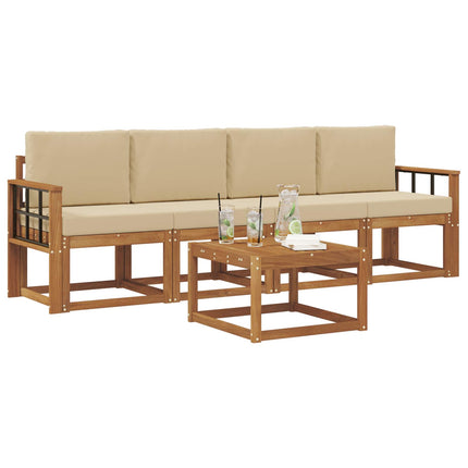 Udendørs sofagruppe med pude 5 pcs Naturlig og Beige