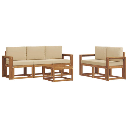 Udendørs sofagruppe med pude 6 pcs Naturlig og Beige