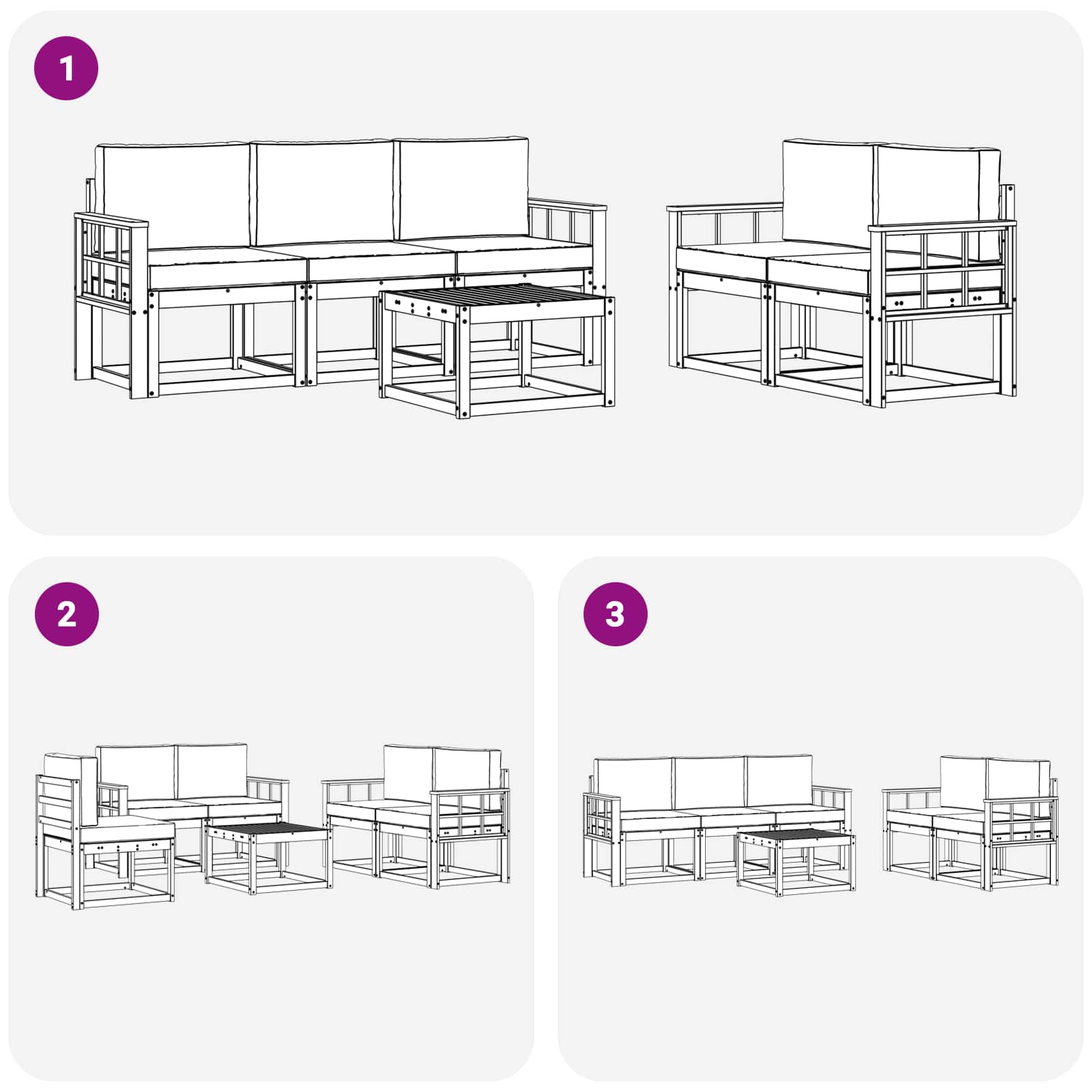 Udendørs sofagruppe med pude 6 pcs Naturlig og Beige