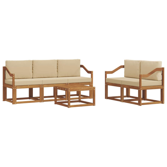 Udendørs sofagruppe med pude 6 pcs Naturlig og Beige
