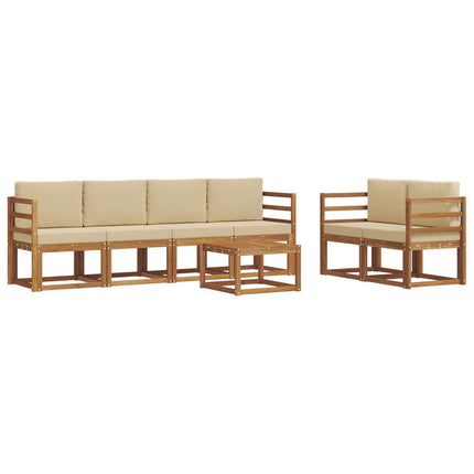 Udendørs sofagruppe med pude 7 pcs Naturlig og Beige